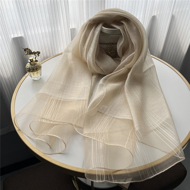 Fashion Plaid Scarf With Gold Trim