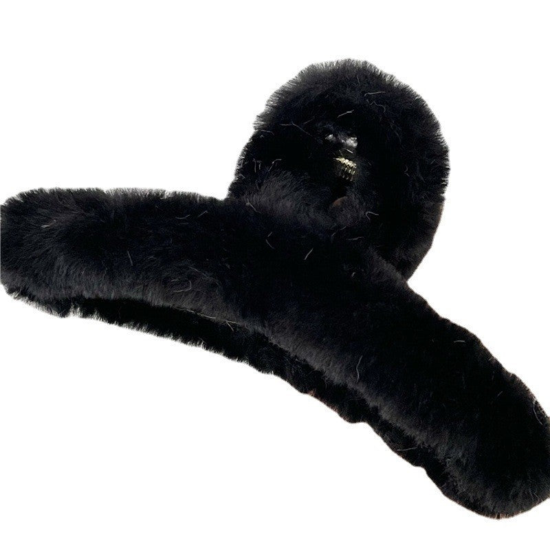 Solid Color Furry Hair Claw Clip