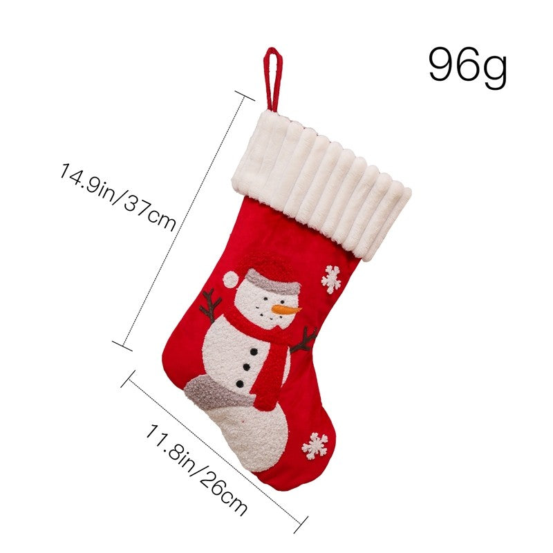Large Embroidered Santa Snowman Gift Socks Christmas Decoration