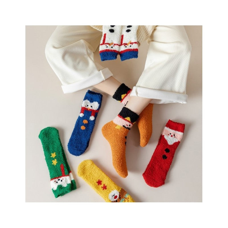 Christmas Cartoon Coral Fleece Terry Socks