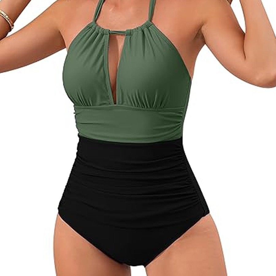 Neckline One-Piece Swimsuit For Women