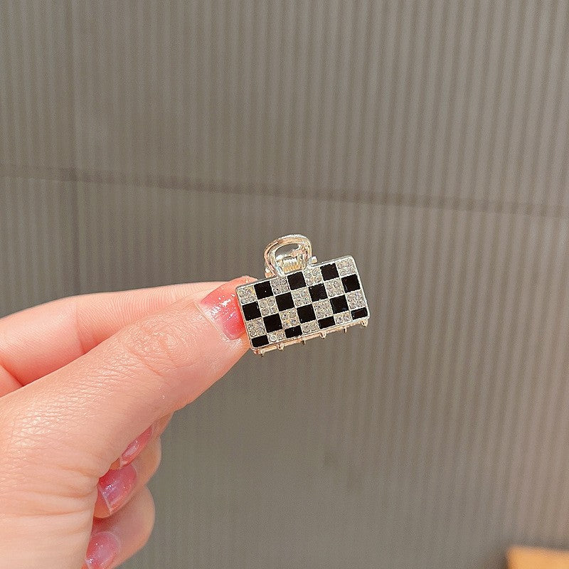 Mini Checkerboard Rhinestone Hair Claw Clip