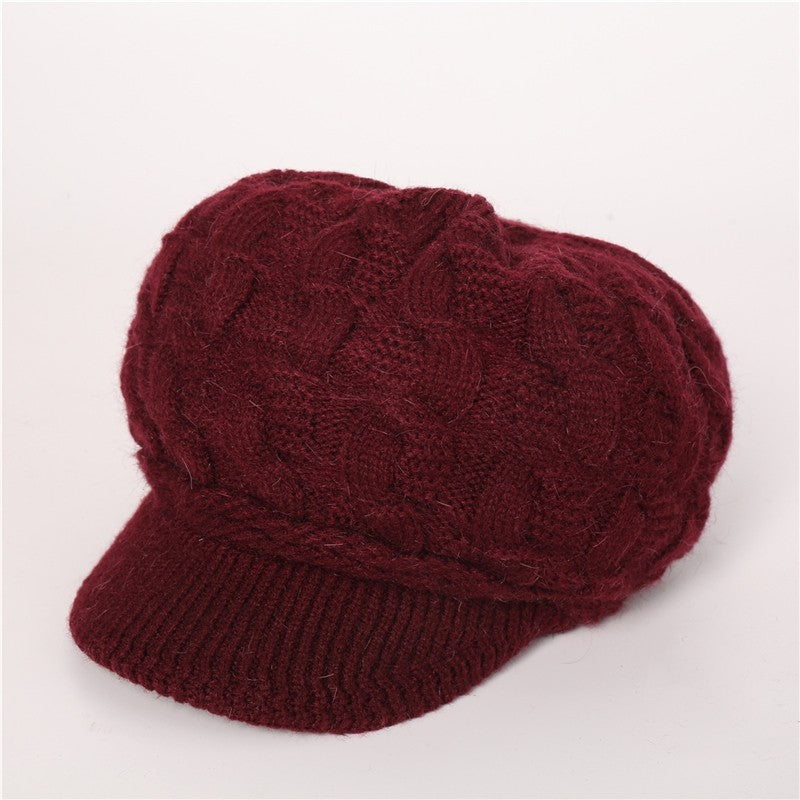 Solid Color Cable Knitted Cap