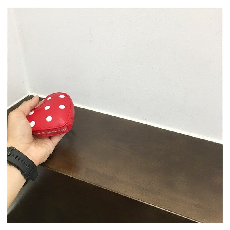 Cute Polka Dot Heart Coin Purse