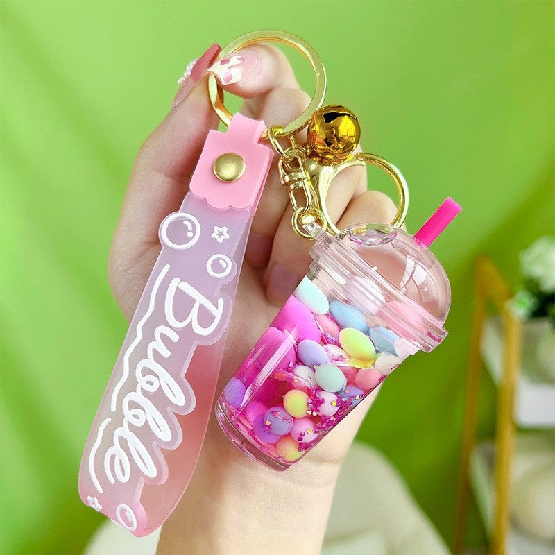 Acrylic Bubble Milk Tea Cup Keychain Charm