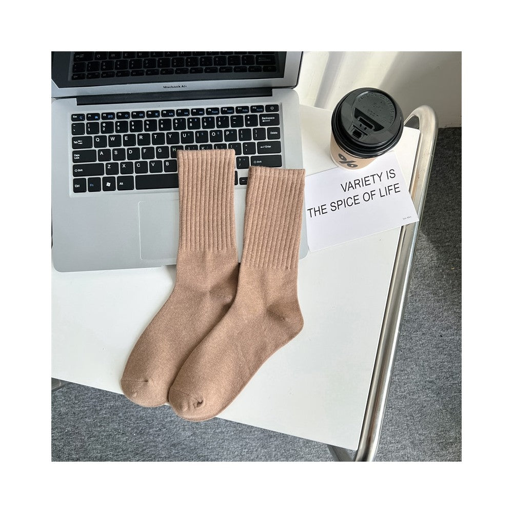 Solid Color Soft Breathable Cotton Socks