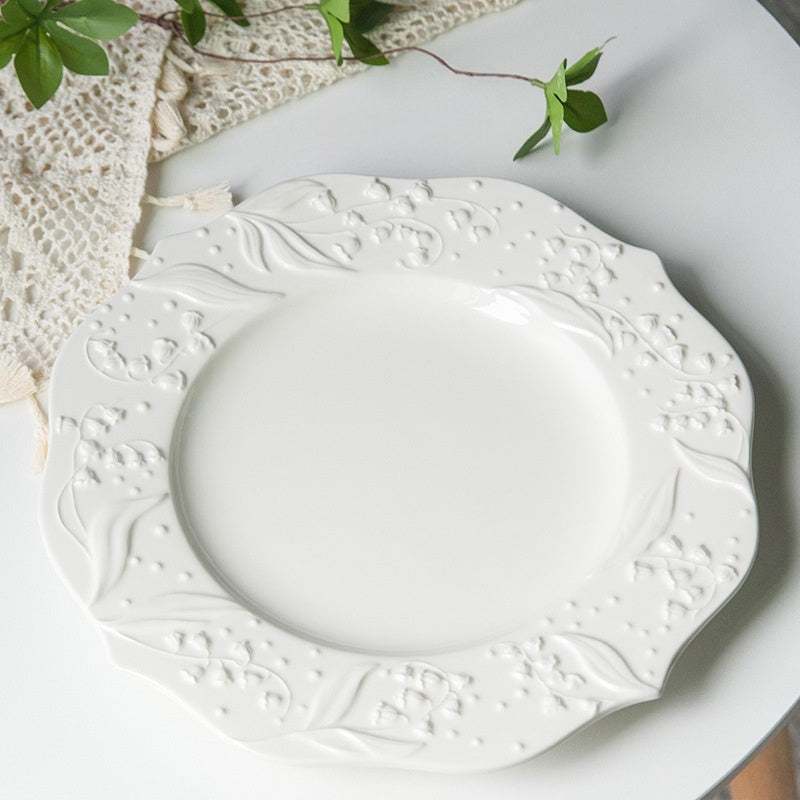 Floating Lily of the Valley Collection ¨C Scalloped Ceramic Pasta Plate