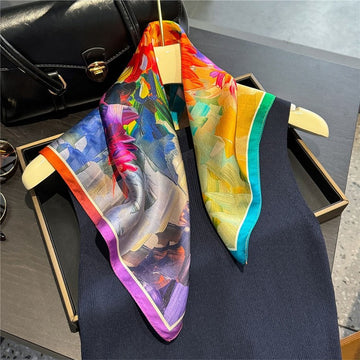 Malaysian Print Square Silk Scarf