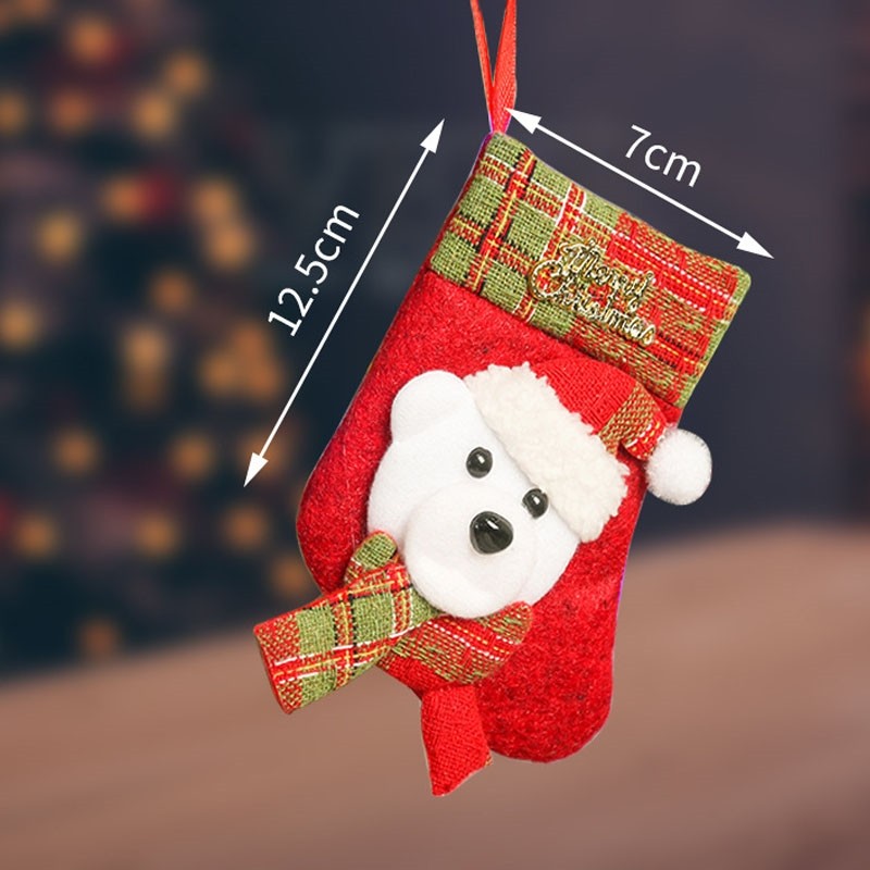 Mini Letters Cute Cartoon Patchwork Christmas Socks Gift Bag
