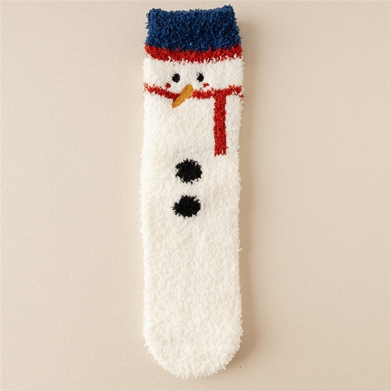 Christmas Cartoon Coral Fleece Terry Socks