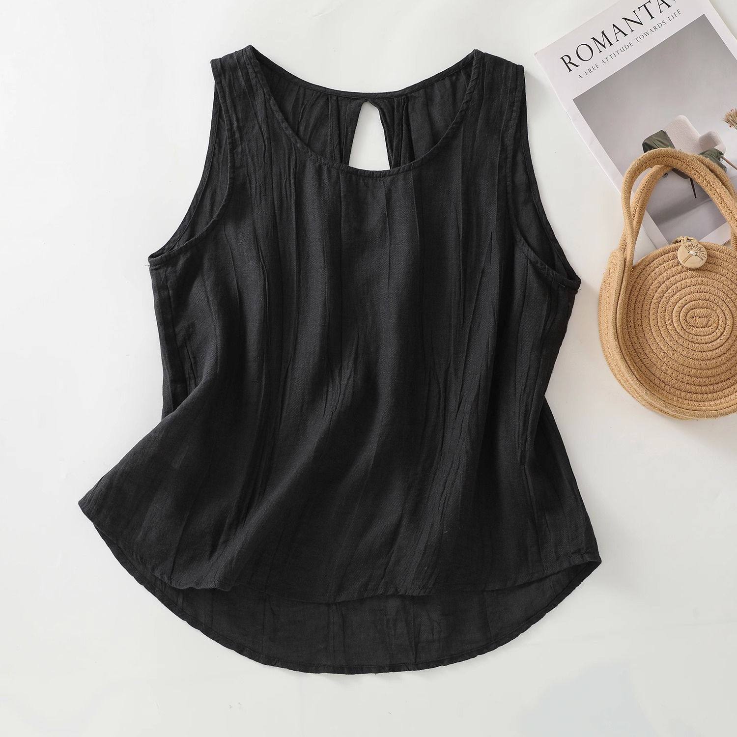 Solid Color Loose Backless Sleeveless Top