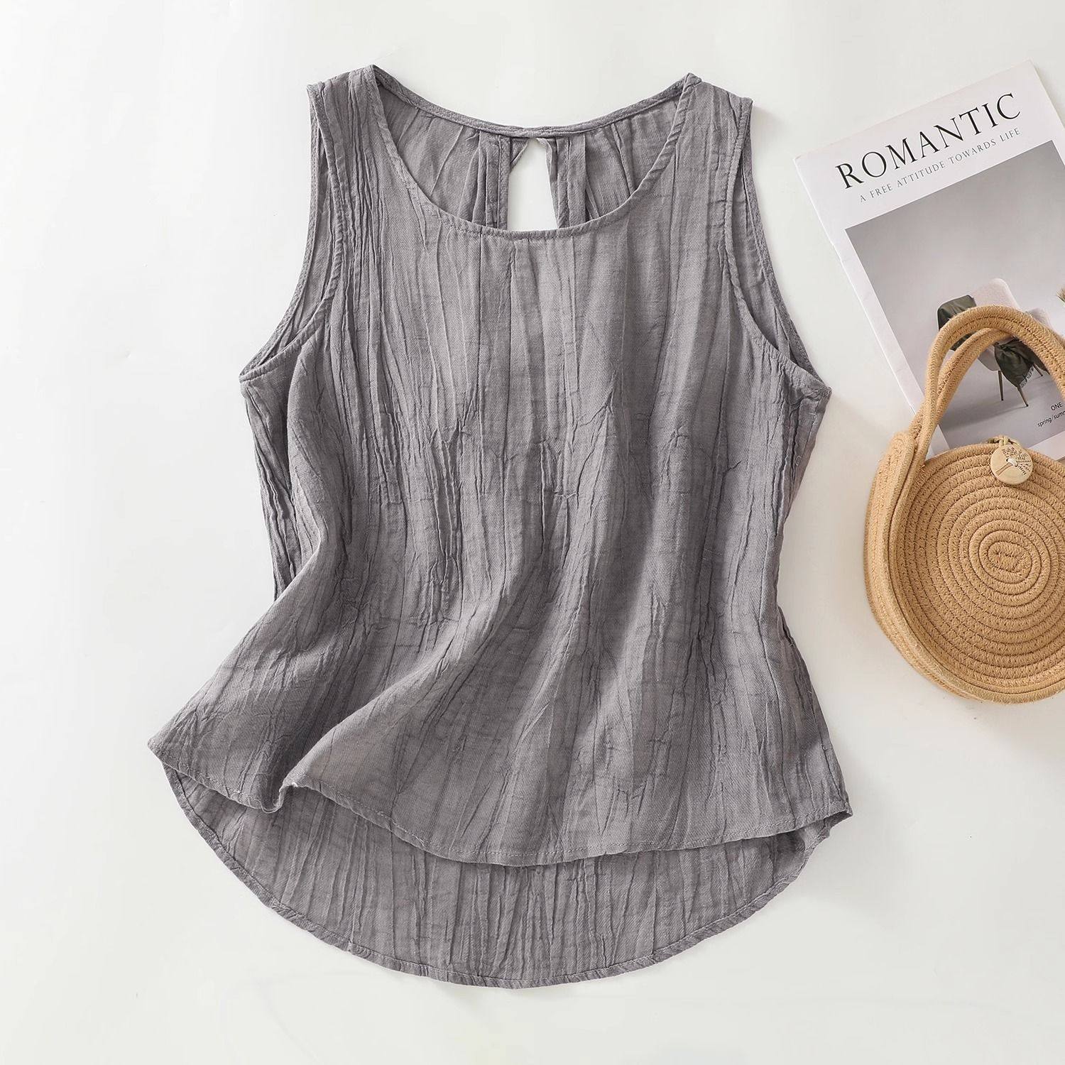 Solid Color Loose Backless Sleeveless Top
