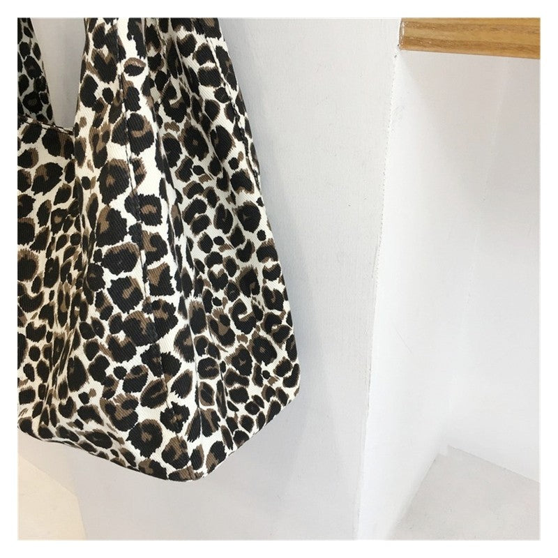 Leopard Print Large Capacity Underarm Canvas Bag