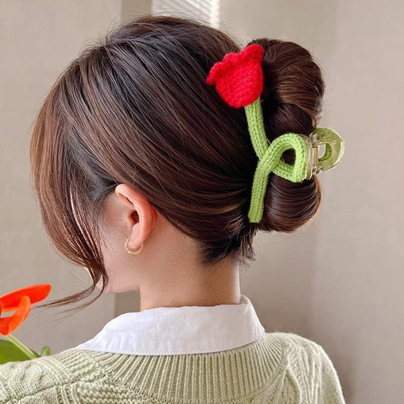 Knitted Tulip Hair Claw Clip