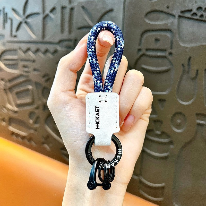 Braided PU Leather Horseshoe Keychain With Buckle