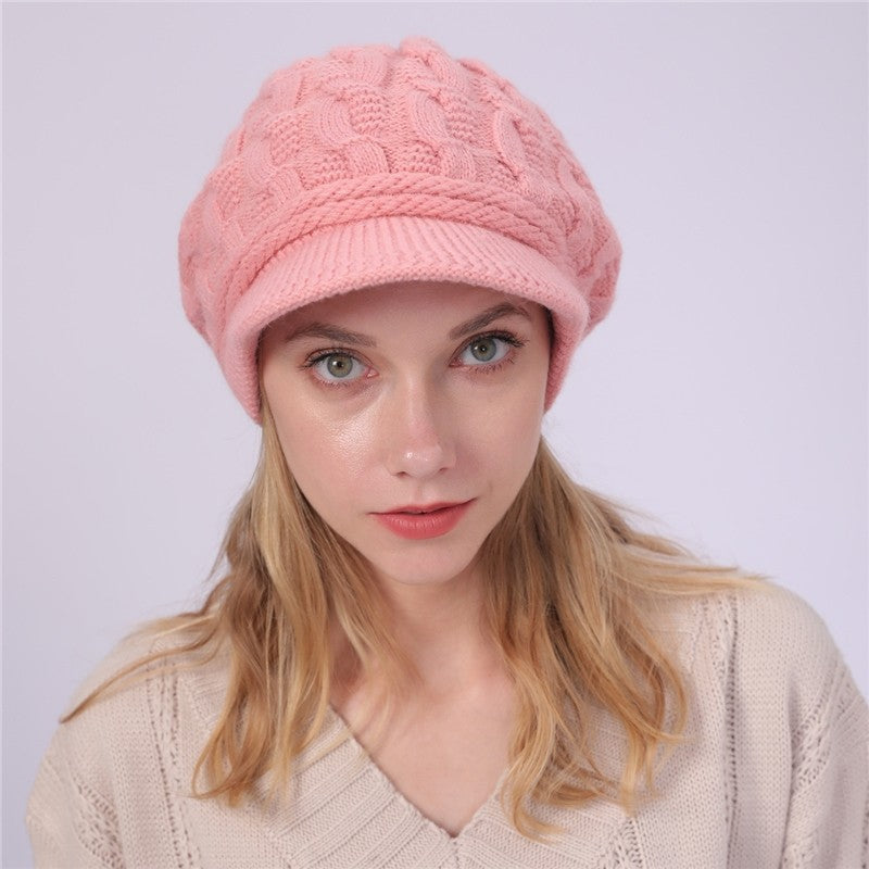 Solid Color Cable Knitted Cap