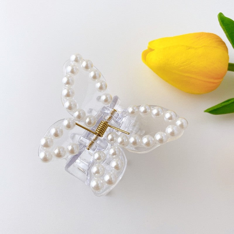 Pearl Rhinestone Butterfly Hair Claw Clip