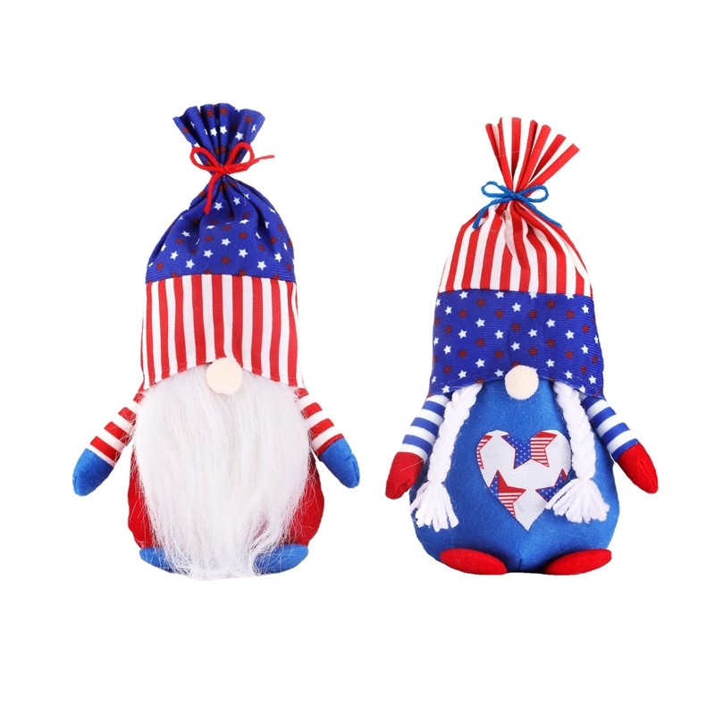 Fabric Plush Gnomes For Independence Day