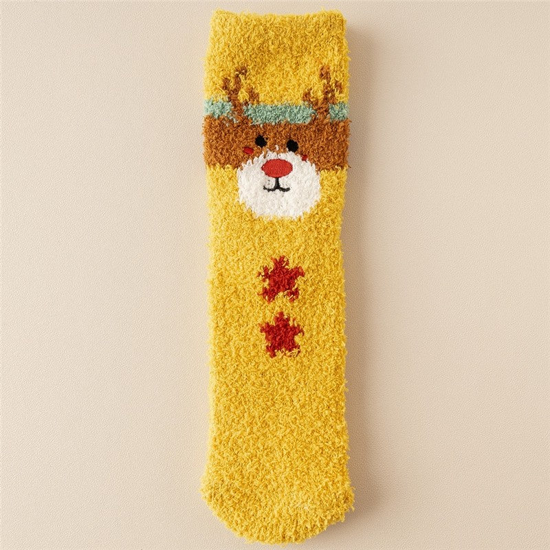 Christmas Cartoon Coral Fleece Terry Socks