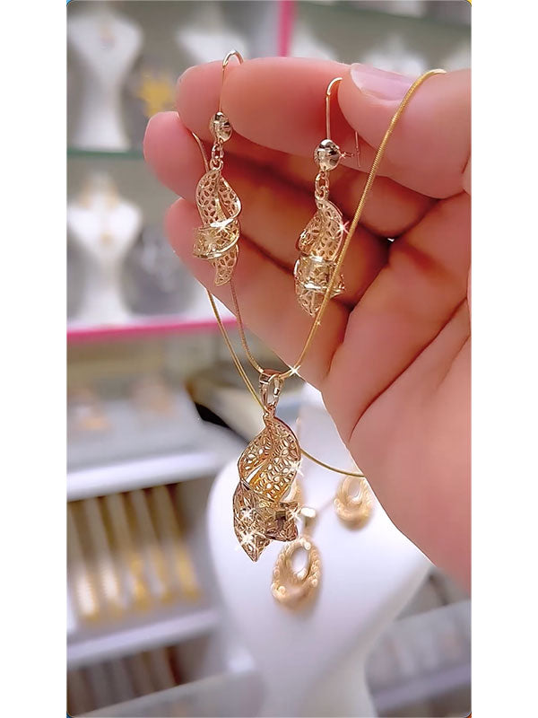 Heart Shape Drop Earrings + Necklaces Accessories