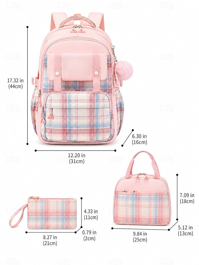 Girls Plaid Backpack for School
