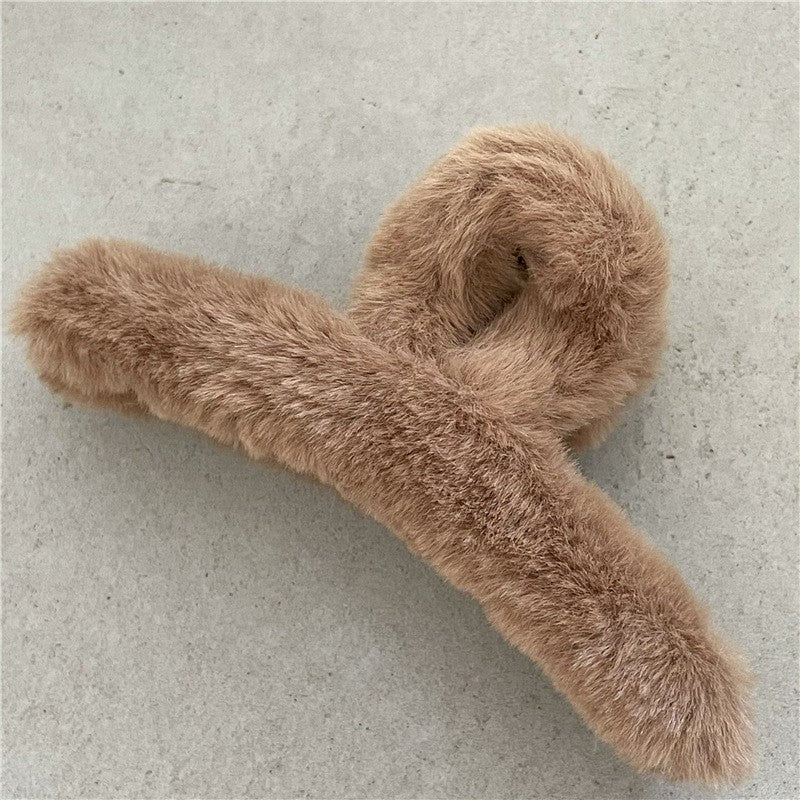 Solid Color Furry Hair Claw Clip