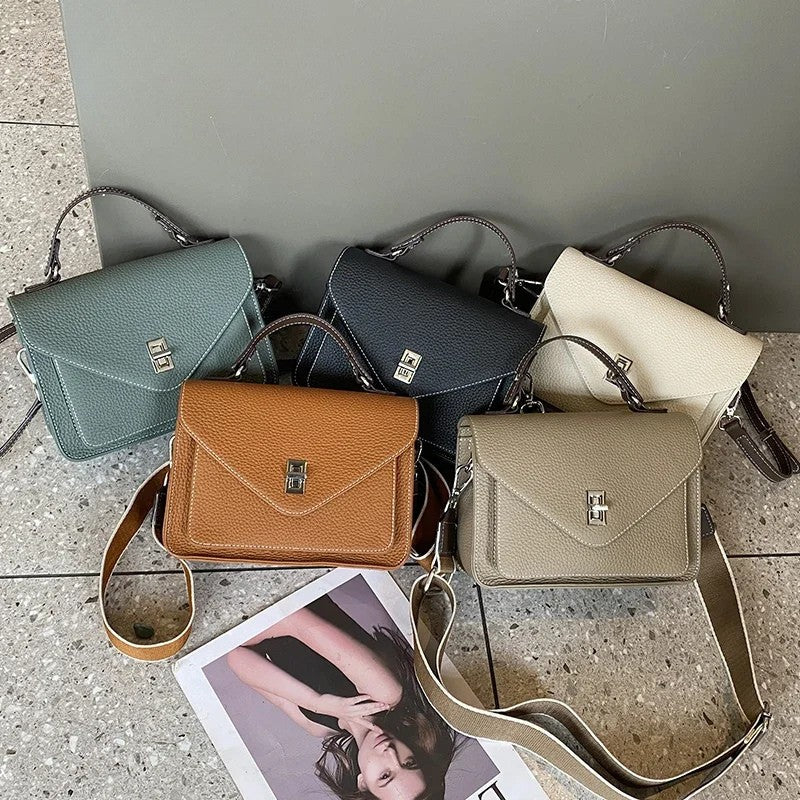 Cowhide Casual Crossbody Bag - Women Genuine Leather Handbag
