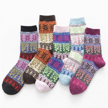 Comfy Breathable Print Mid-Calf Length Sock(A Set Of Five Pairs)