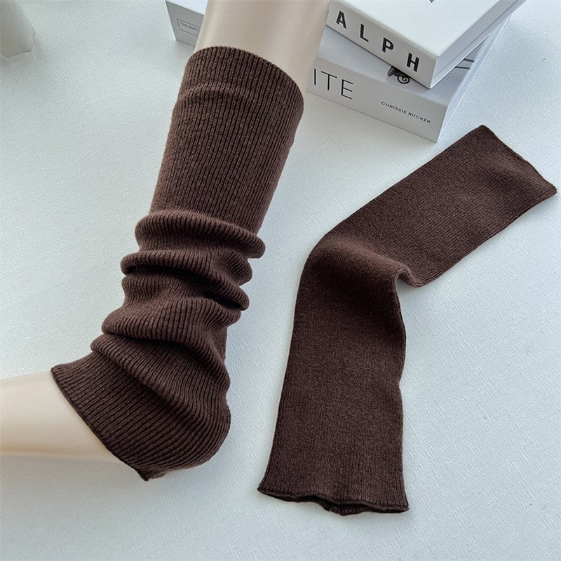 Knitted Leg Warmers In Solid Color