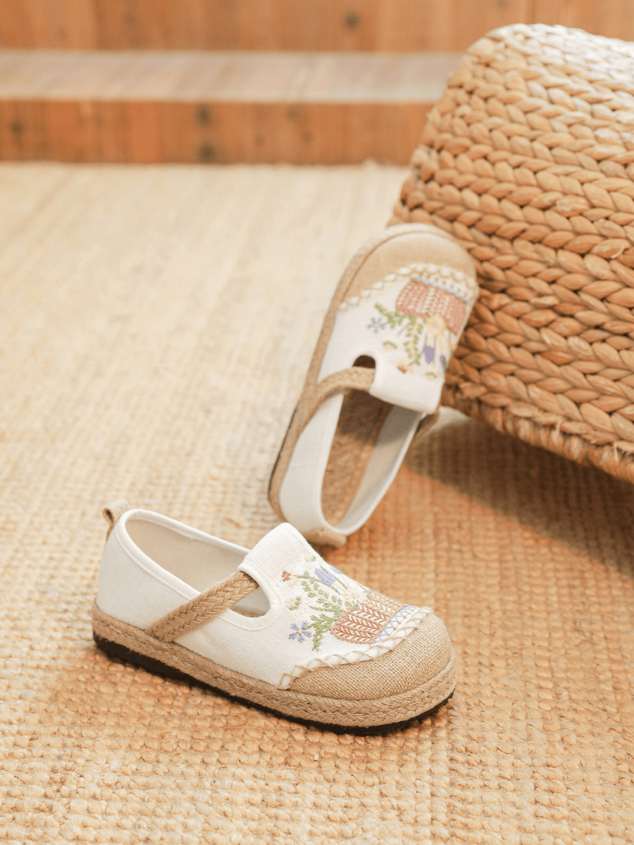 Kahului Embroidered Linen Espadrilles - Apricot