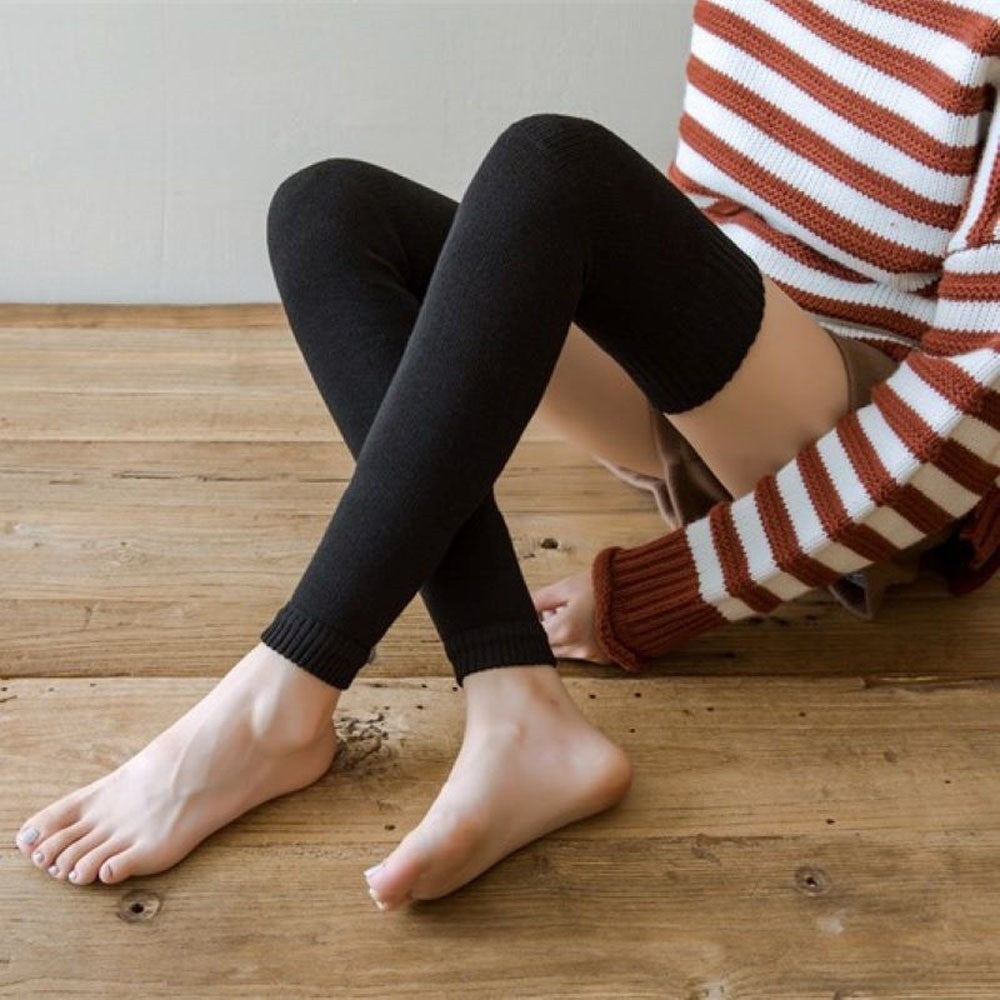 Solid Color Leg Knee Warmers Knitted Socks