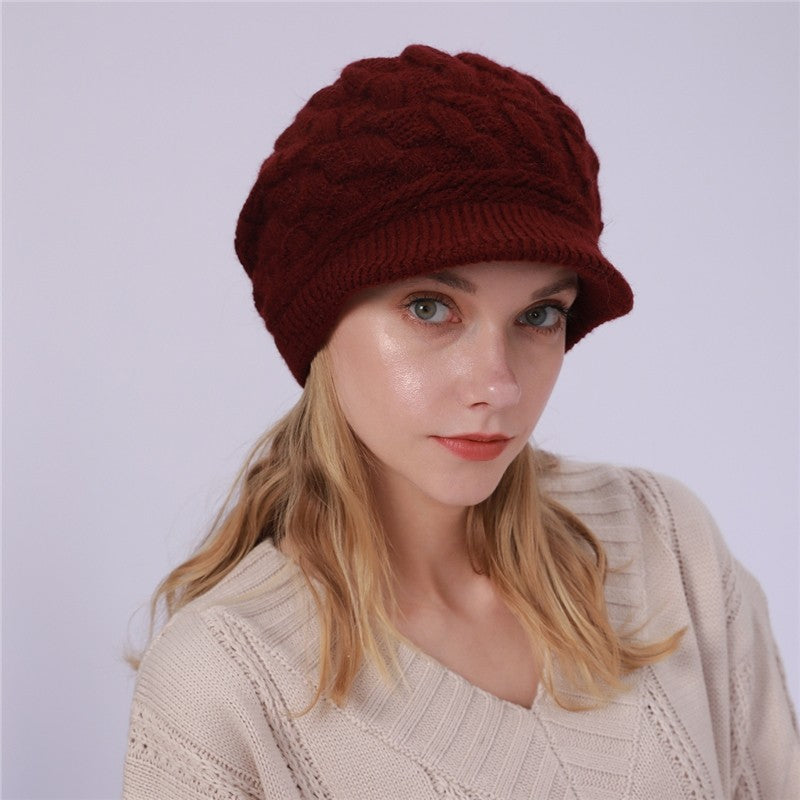 Solid Color Cable Knitted Cap