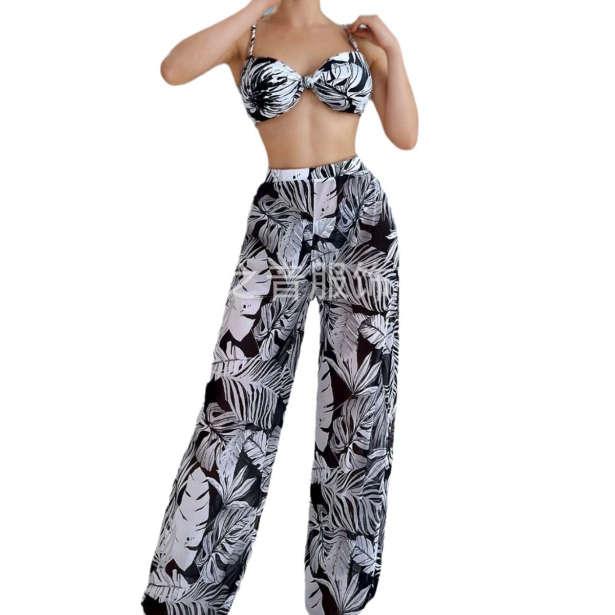 Bikini Set: Two-Piece Swimsuit With Mesh Pants