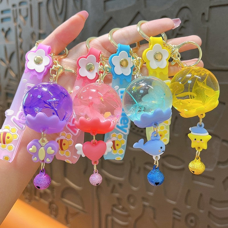 Creative Dried Flower Wind Chime Keychain Pendant