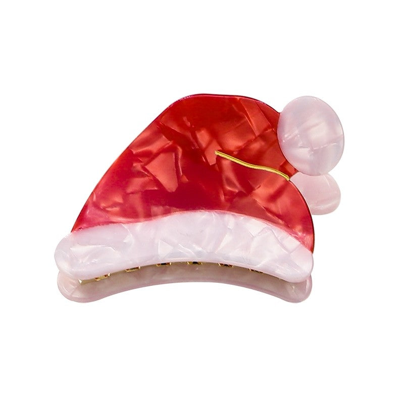 Christmas Hat Acetate Hair Claw Clip