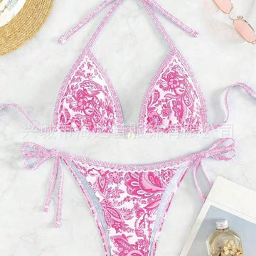 Bikini Set With Print And Tie Design
