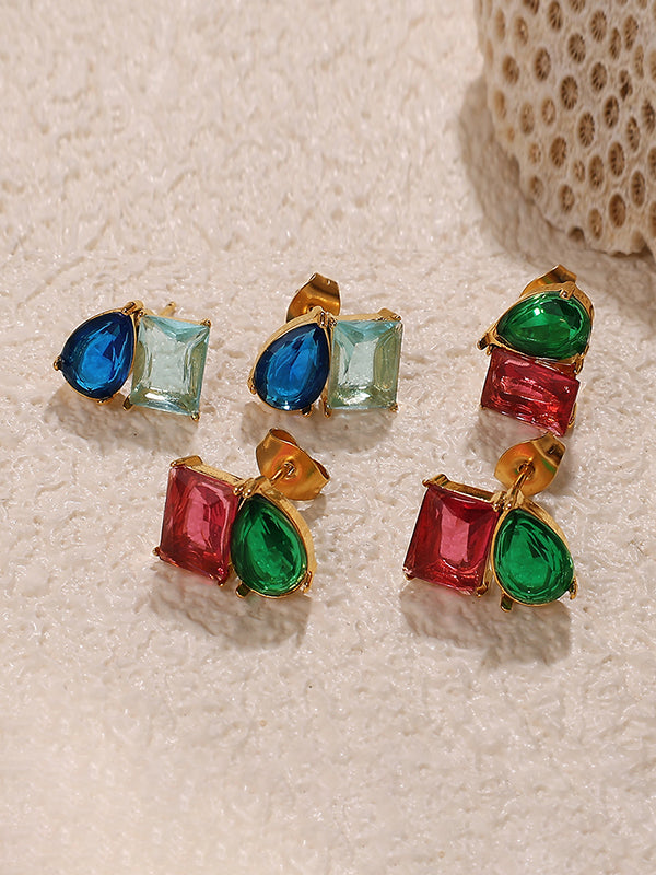 Geometric Rhine Stones Earrings Accessories