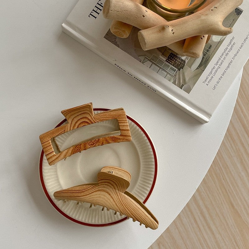 Metal Wood Grain Hair Claw Clip