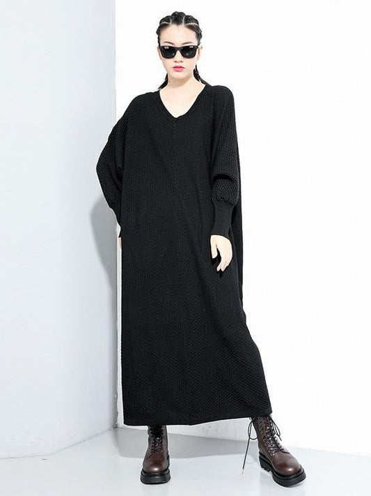 Meselling99 Original Solid V-Neck Sweater Dresses-Maxi Dress-Free Shipping at meselling99