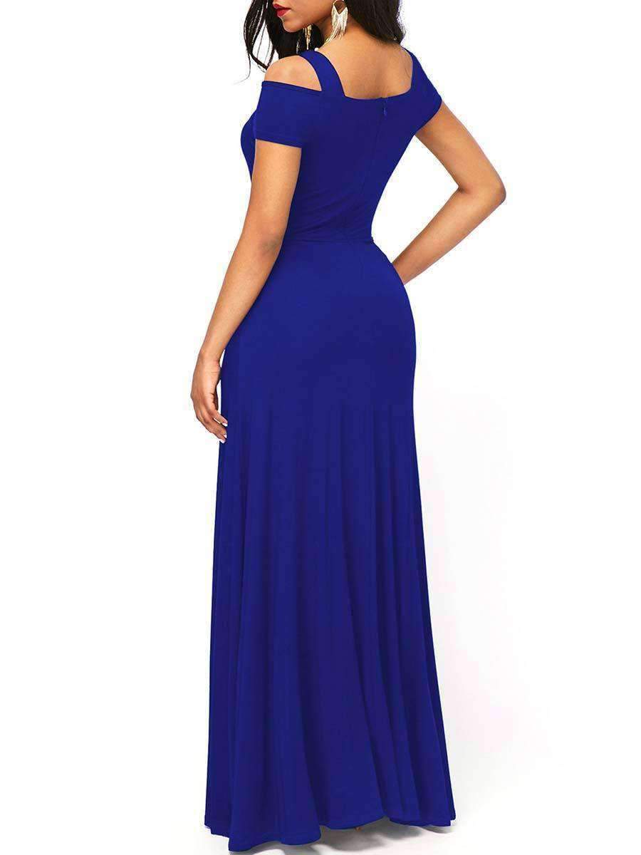 Sexy Backless Square Neck Short Sleeve Maxi Dresses-Maxi Dresses-Free Shipping at meselling99