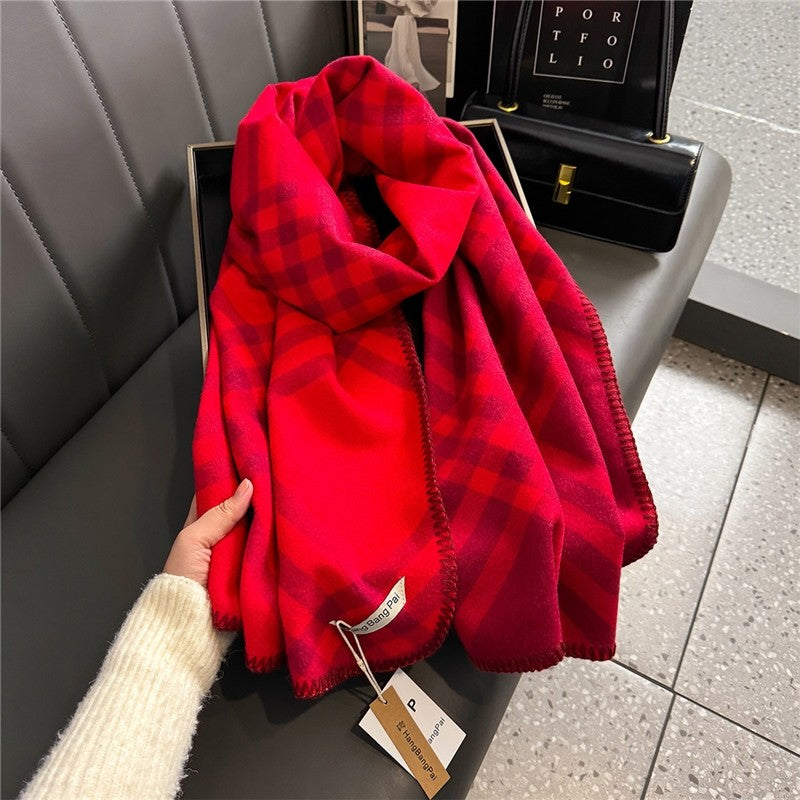 Versatile Warm Thick Plaid Scarf
