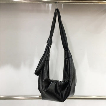 Vintage Soft Leather Wrinkle Dumpling Bag Large Capacity