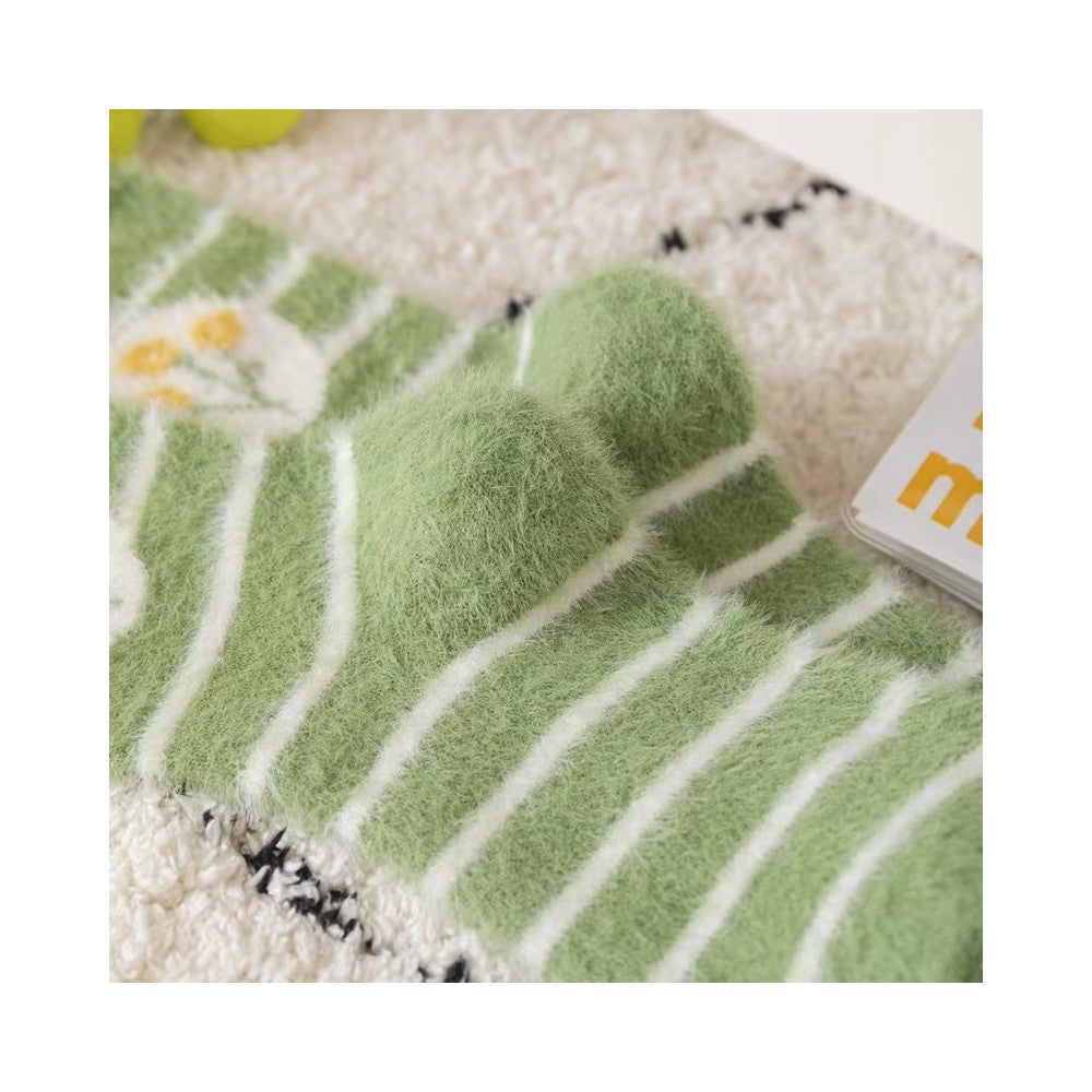 Cute Floral Printed Coral Fleece Thickened Warm Socks