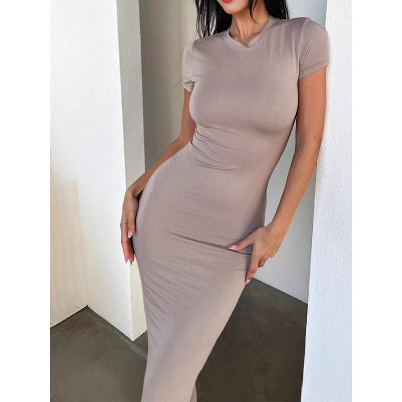 Spring Summer Solid Color Bodycon Sleeveless Dress