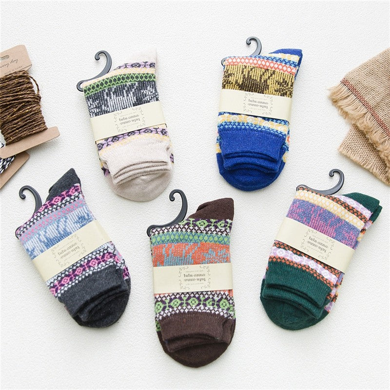 Anti-Stess Breathable Thick Print Soft Sock(A Set Of Five Pairs)