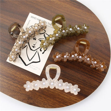 Small Flower Solid Color Claw Clip