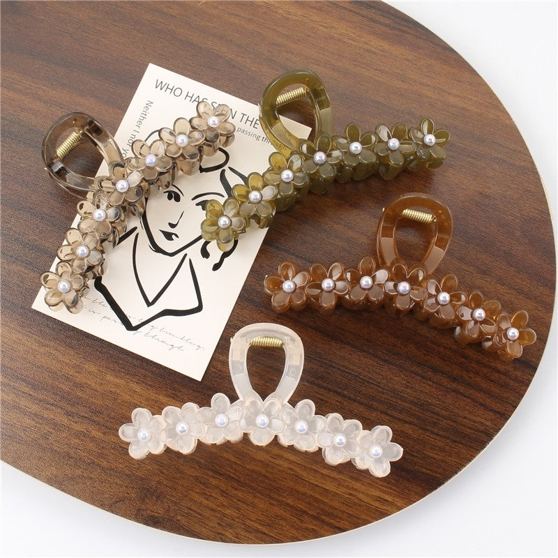Small Flower Solid Color Claw Clip