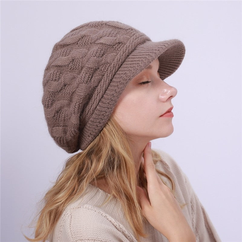 Solid Color Cable Knitted Cap