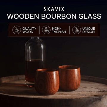 Large Capacity Wooden Mug Whiskey Glass 120ml 2pcs/Set