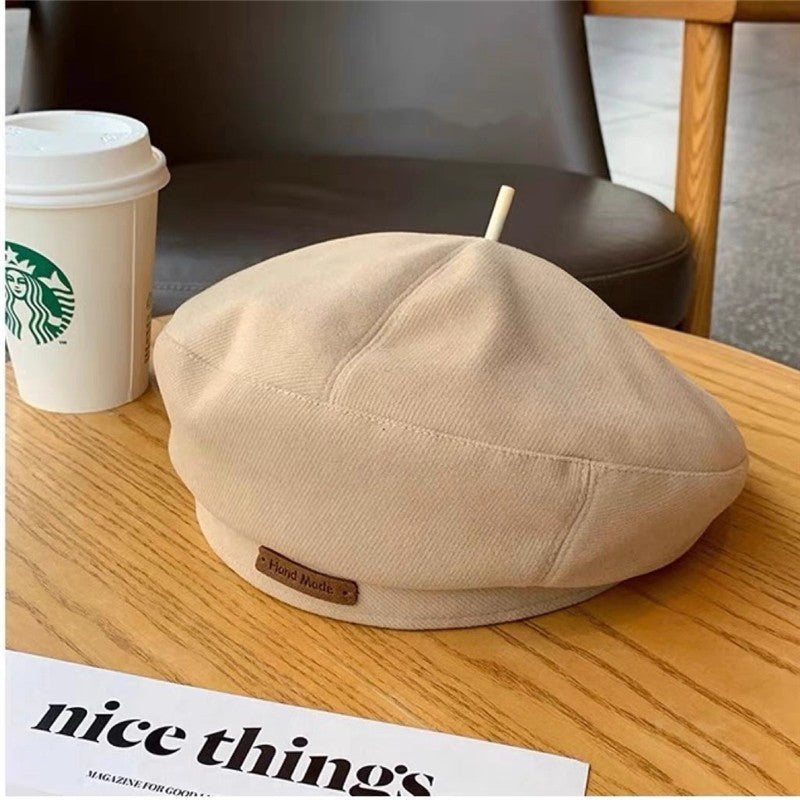 Octagonal Beret Hat Made Of Leather